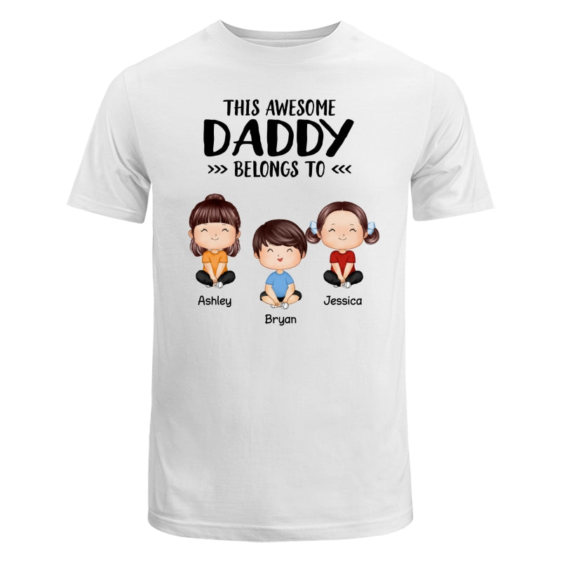 This Awesome Daddy Mommy Grandpa Grandma Belongs To Doll Kids Watercolor Styles Sitting Personalized Shirt