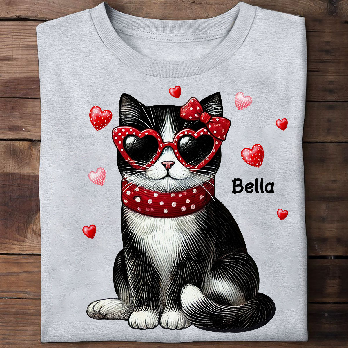 Retro Coquette Cat Sitting Sweatshirt, Personalized Sweatshirt For Cat Moms