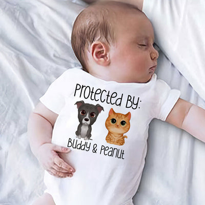 Baby Shower Gift Protected By Pets Personalized Onesie