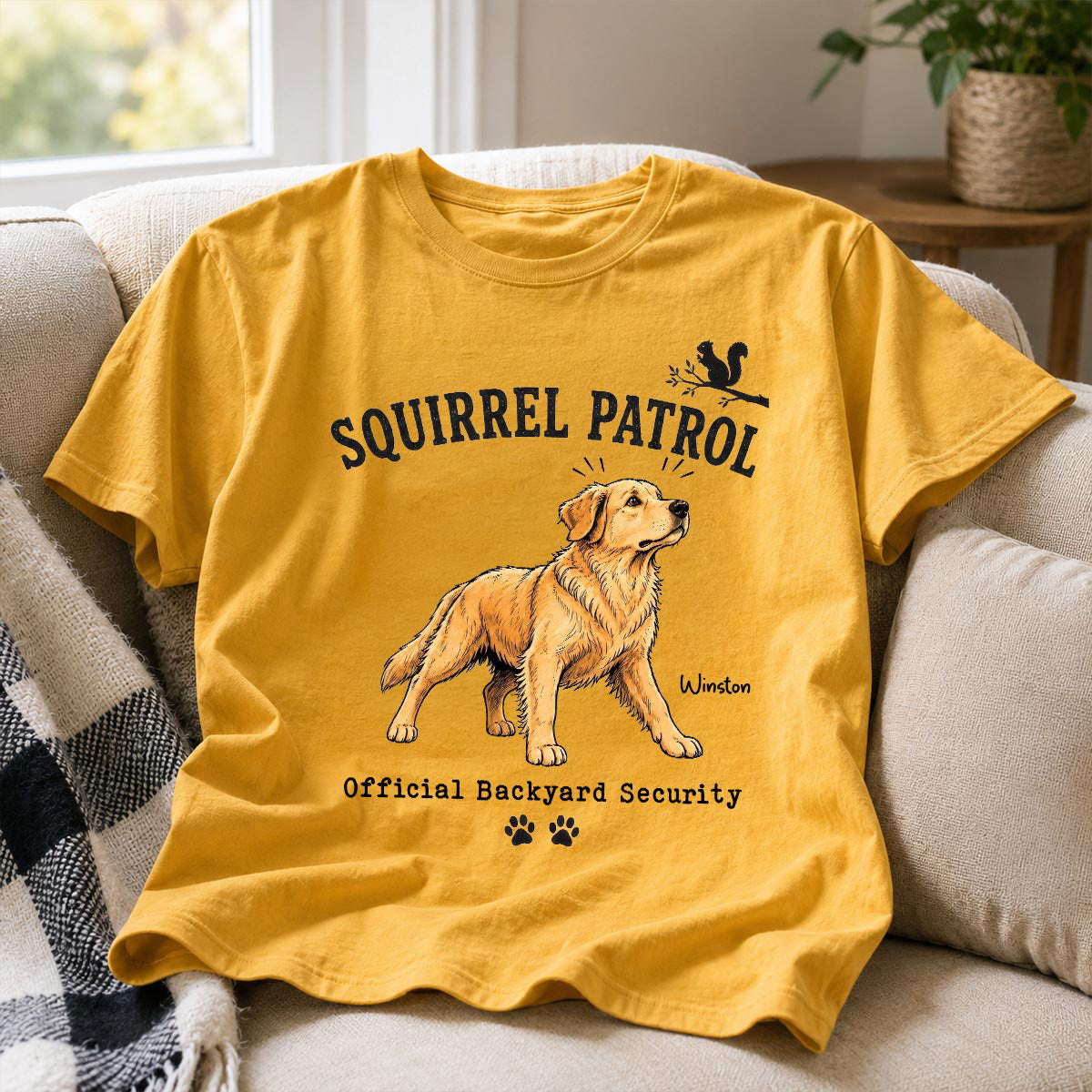 Squirrel Patrol Official Backyard Security Custom Dog Photo - Personalized Shirt - Funny Gift For Dog Lover