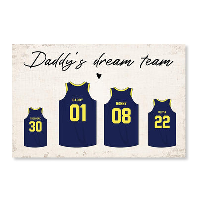 Daddy‘s Dream Team Basketball Personalized Poster, Gift For Dad Husband