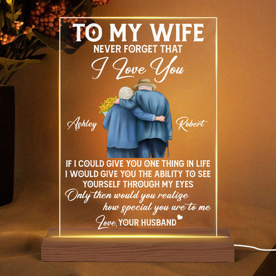 Never Forget That I Love You Couple Personalized LED Night Light, Acrylic LED Lamp