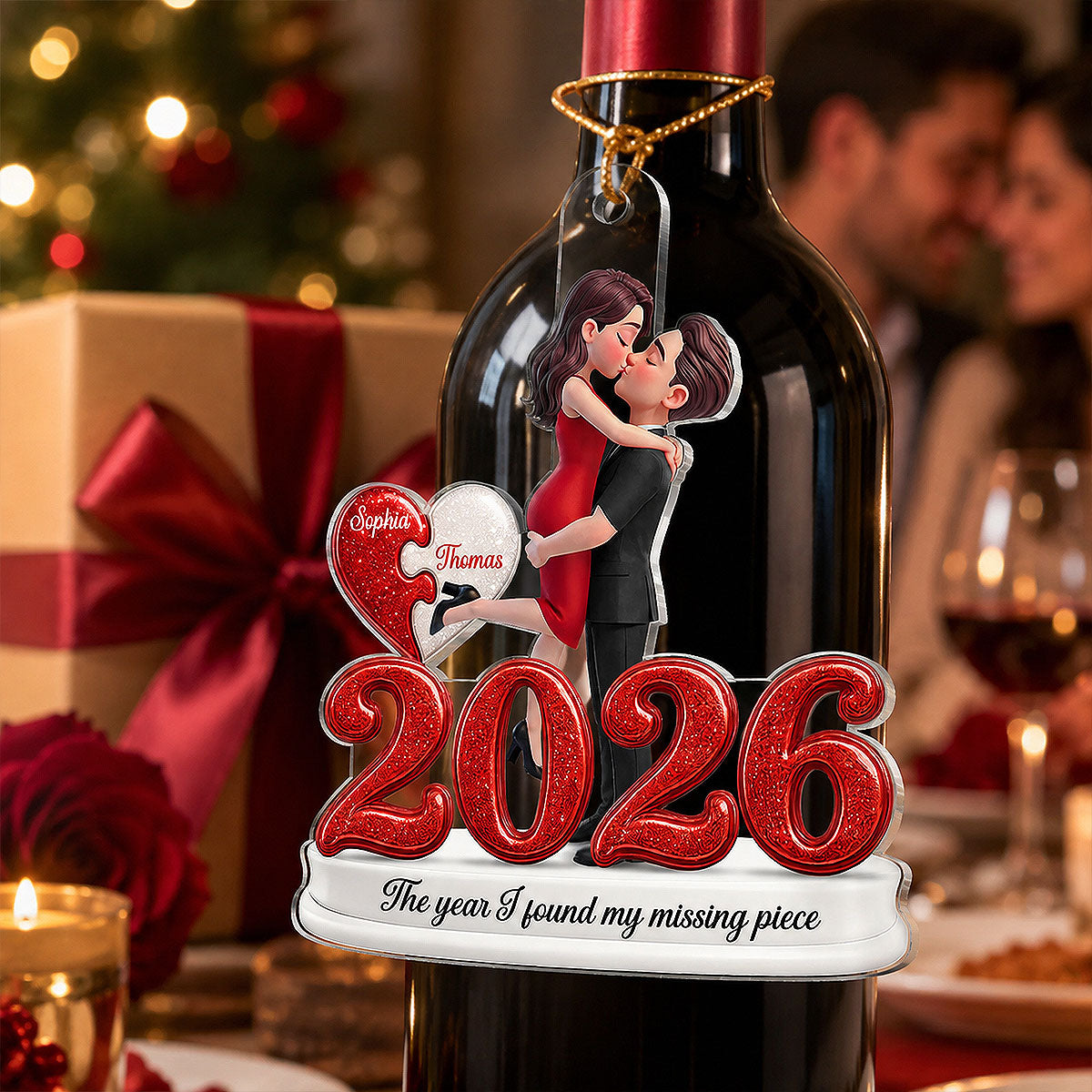 The Year I Found My Missing Piece 2D Flat - Personalized Acrylic Ornament - Christmas Keepsake for Couples