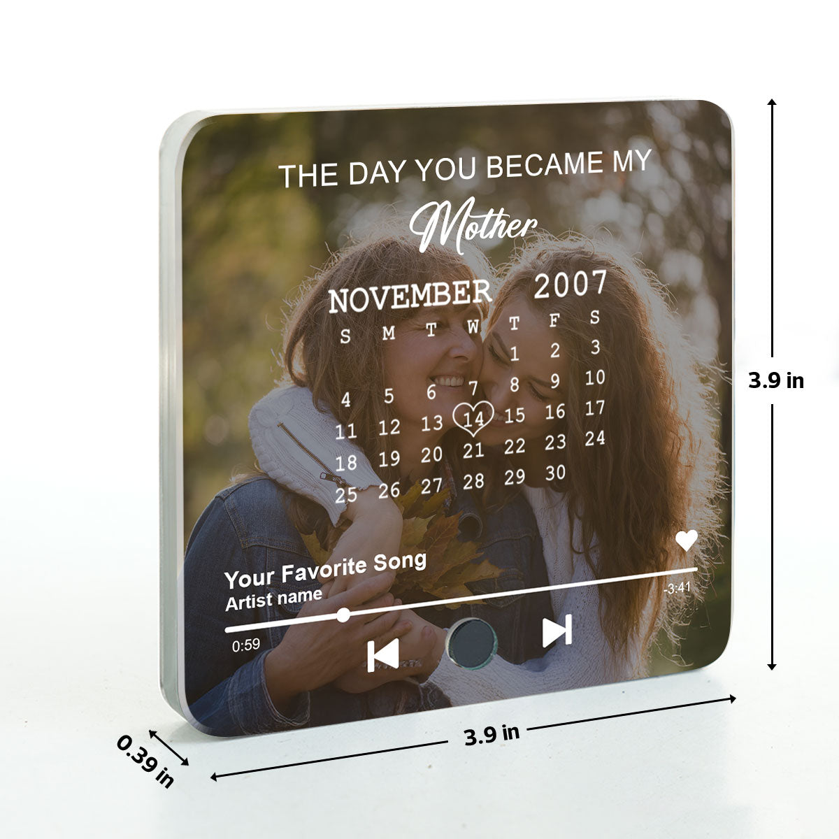 The Day You Became My Mom Custom Calendar Photo Upload Personalized Music Fridge Magnet, Birthday, Mother's Day, Just Because Gift for Mom