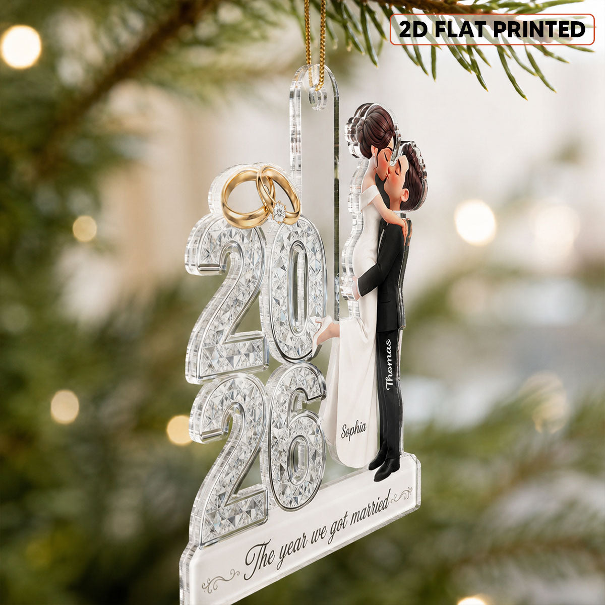 The Year We Got Married 2D Flat - Personalized Acrylic Ornament - Christmas Keepsake