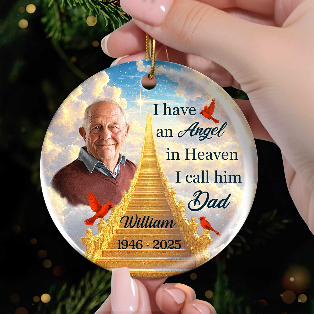Angel in Heaven Memorial Personalized Ceramic Ornament, Sympathy Remembrance Keepsake
