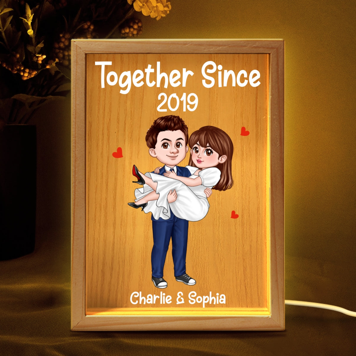 Cute Cartoon Couple Together Since Personalized Frame Light Box
