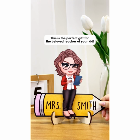 Y2K Style Teacher Personalized 2-Layer Wooden Plaque, Gift For Teacher, Appreciation Gift