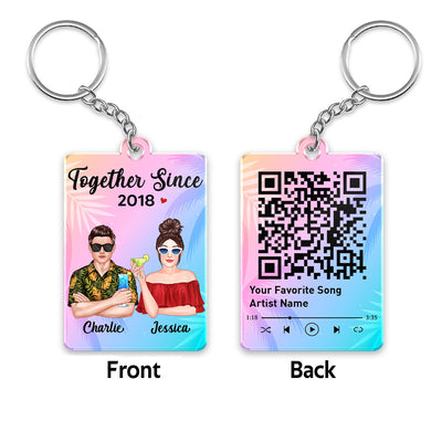 Couple Realistic Crossed Arms Summer Favorite Song Scannable QR Code Personalized Acrylic Keychain