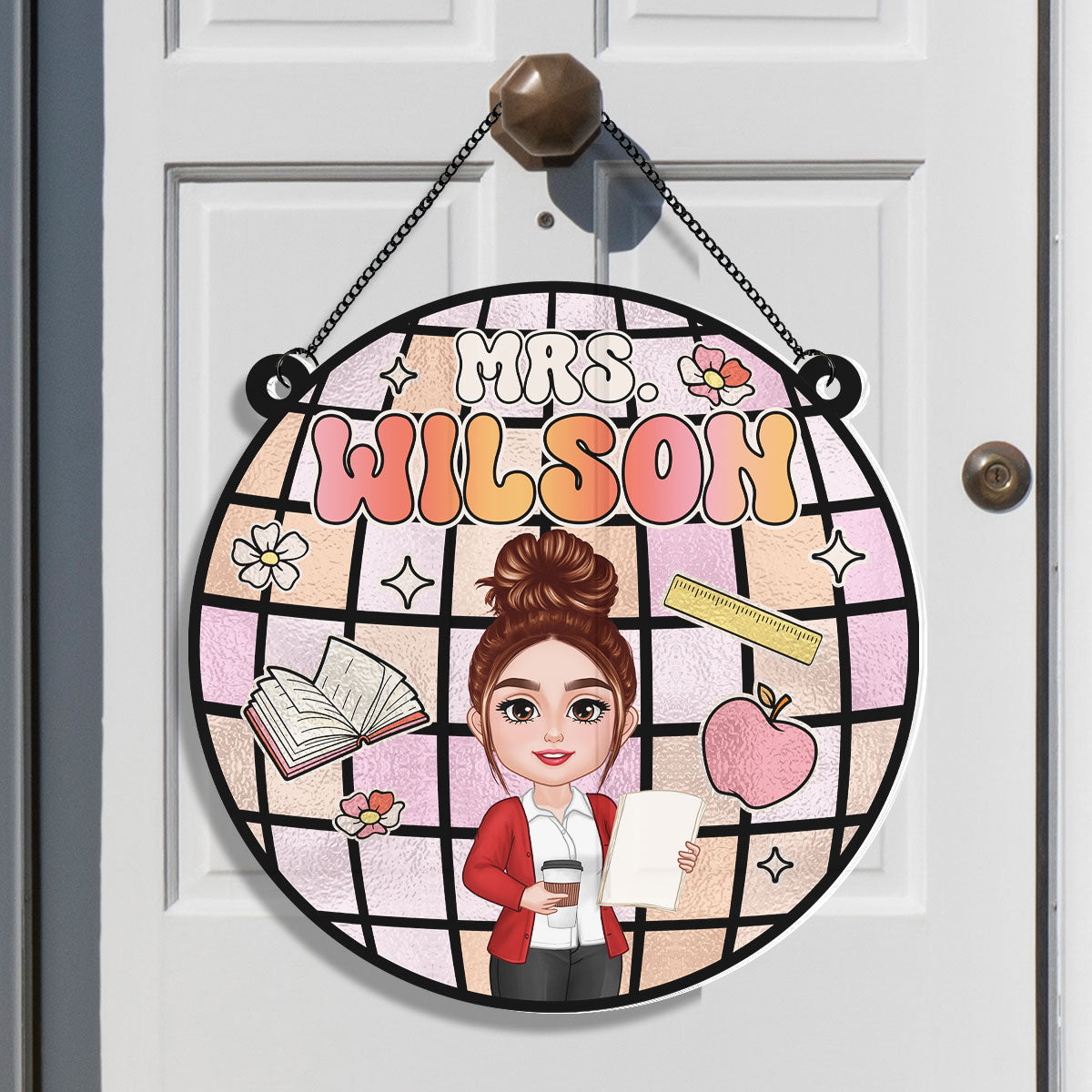 Teacher Classroom Colorful Personalized Suncatcher