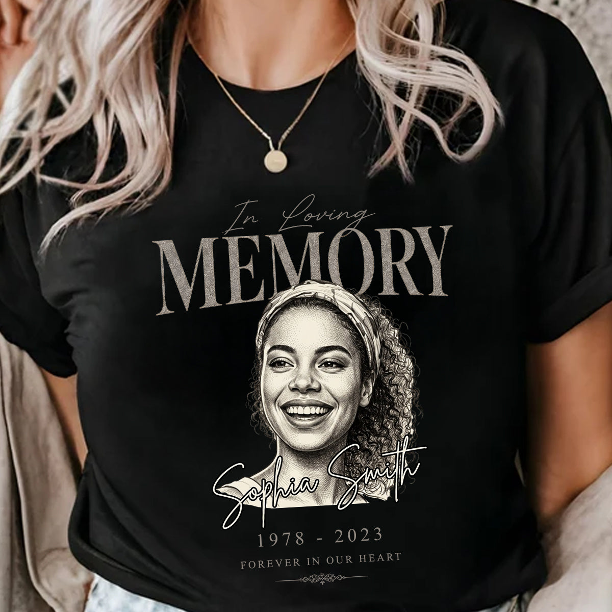 In Loving Memorial Forever In Our Hearts - Personalized Shirt - Memorial Sympathy Gift