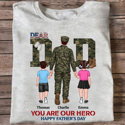 Nation Flag Army Dad You Are Our Hero - Personalized Shirt - Father's Day Gift For Dad, Husband