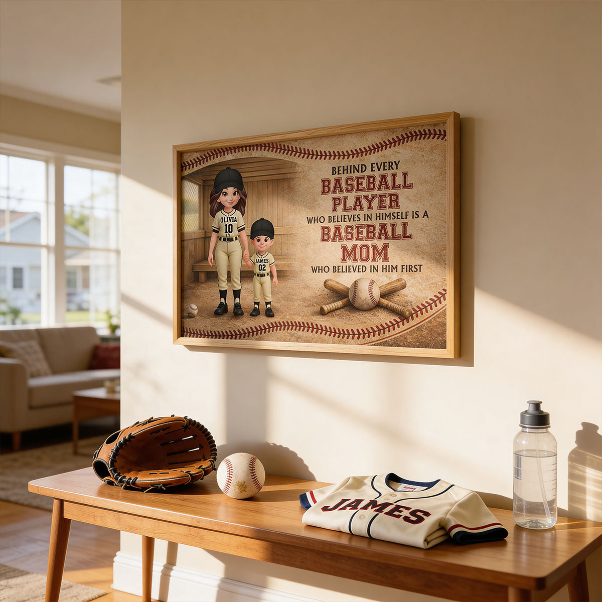 Behind Every Baseball Player Is A Baseball Mom - Personalized Poster - Mother's Day Gift For Baseball Mom