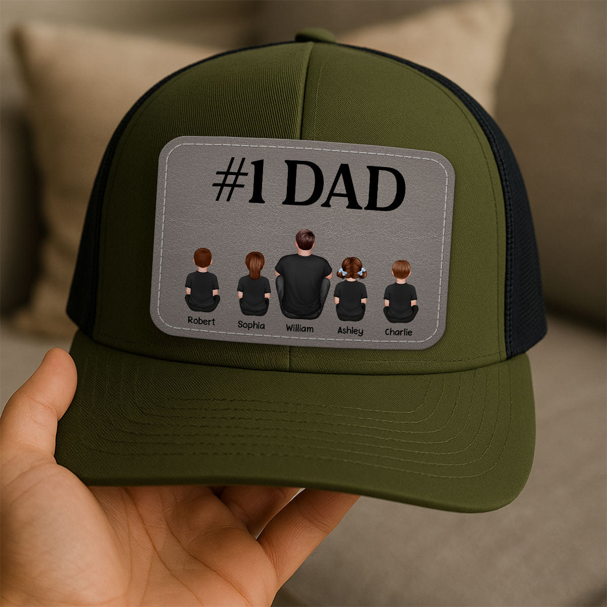 Dad We Love You Personalized Leather Patch Hat, Gift For Dad