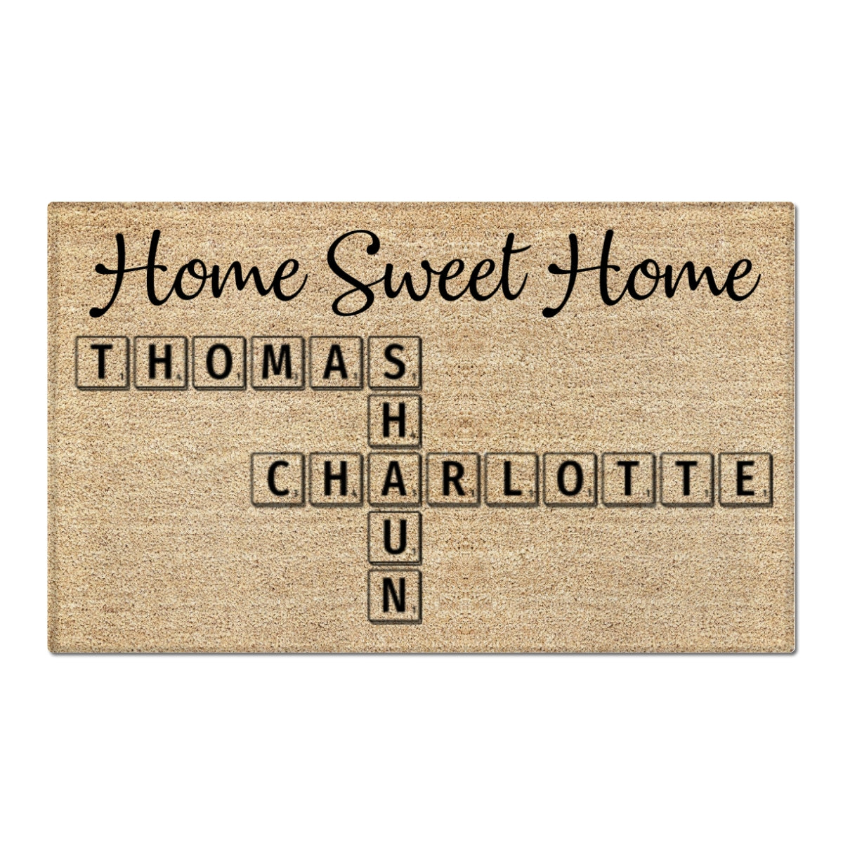Home Sweet Home Crossword Puzzle Art Personalized Doormat