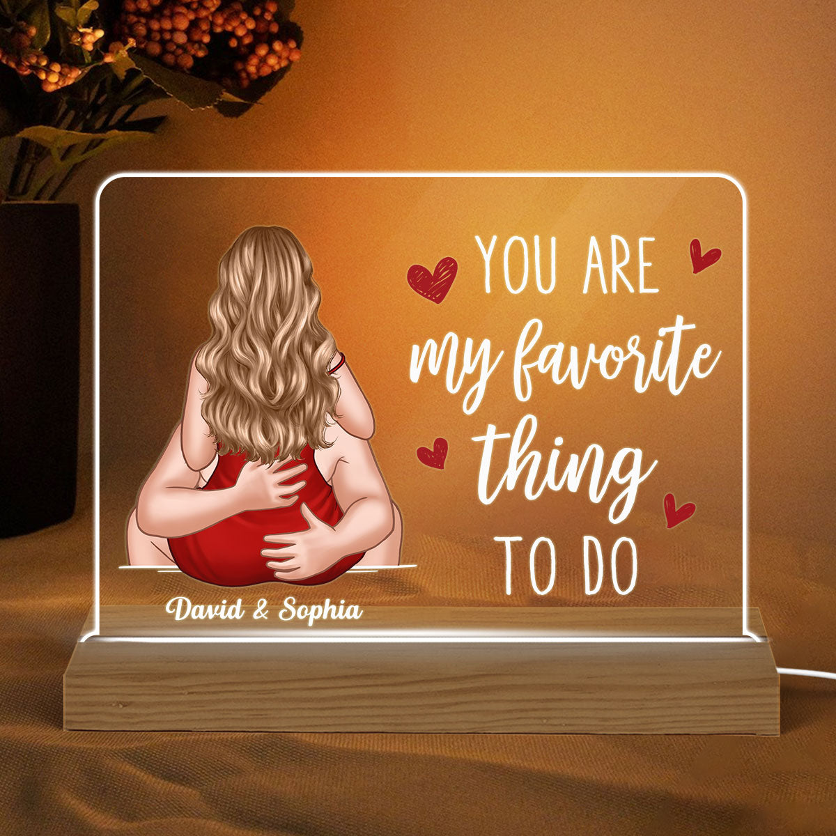 Minimalist Couple Kiss Passionate Glow Personalized Custom Shape Acrylic Plaque LED Night Light