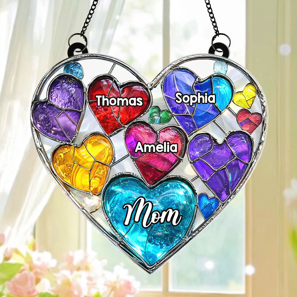 Grandma' Sweethearts - Personalized Suncatcher - Mother's Day Gift for Grandma, Mom, Wife