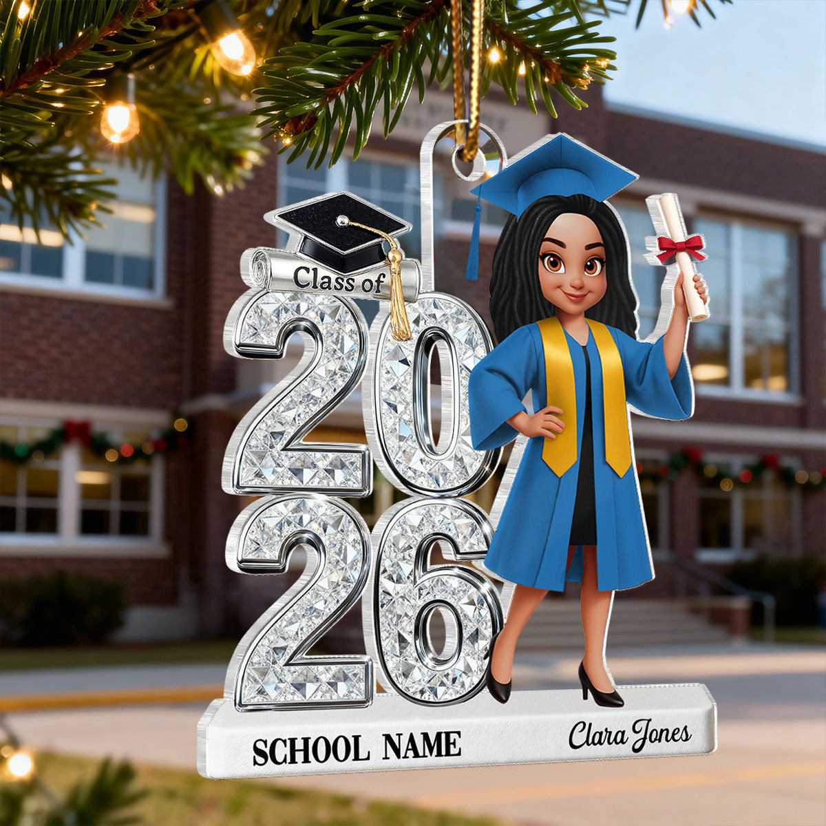 3D Shiny Effect Class Of 2025 2026 Senior - Personalized Acrylic Car Hanger- Gift For Graduates, Daughter, Son