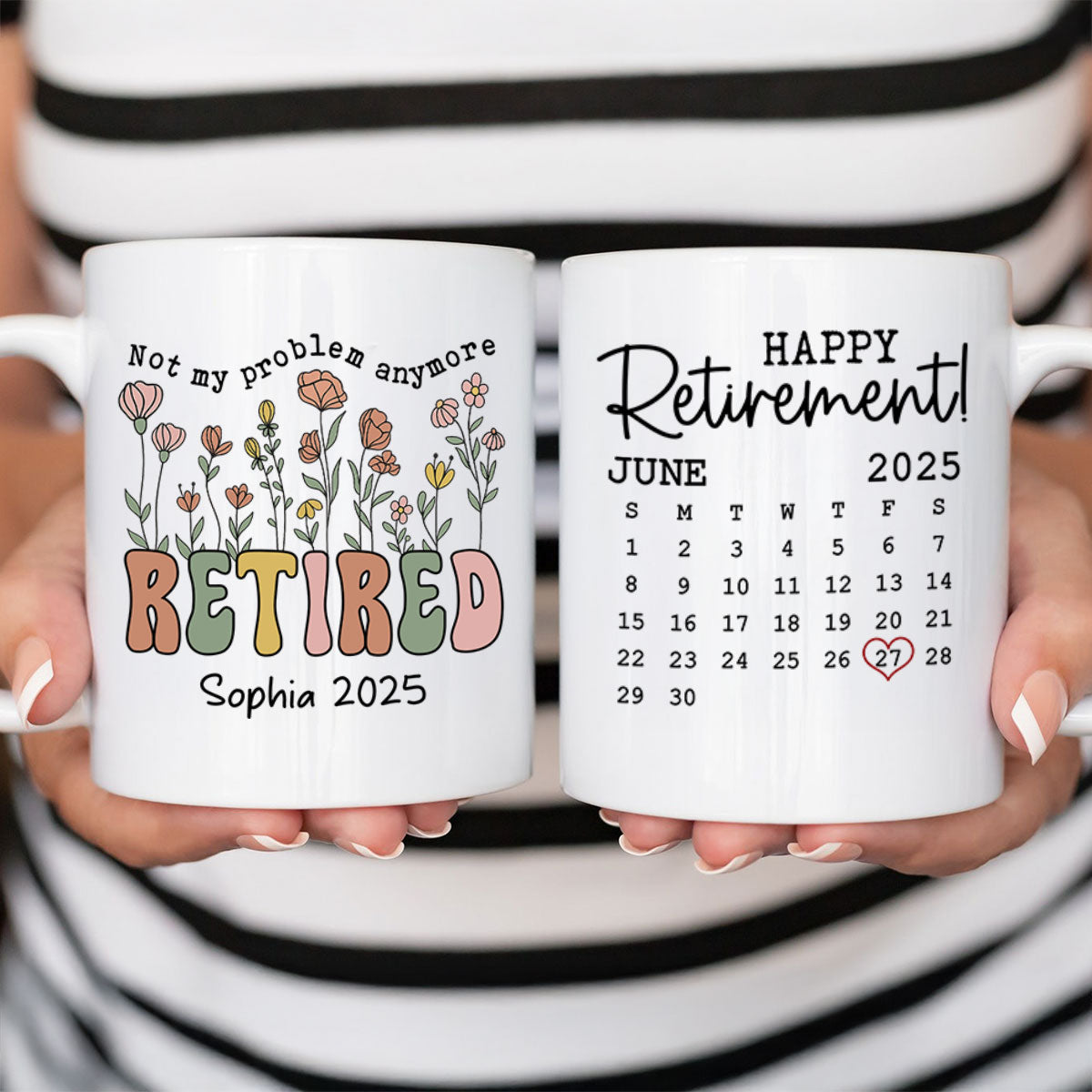 Not My Problem Anymore Retirement Gift Calendar Keepsake Personalized Mug, Farewell Good Luck Gift Coworker, Teacher, Nurse