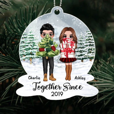 Pretty Christmas Standing Couple Together Personalized Acrylic Ornament