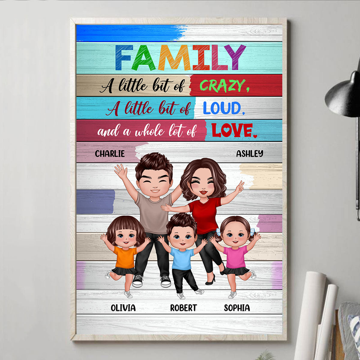 Family Whole Lot Of Love Colorful Plank Personalized Poster