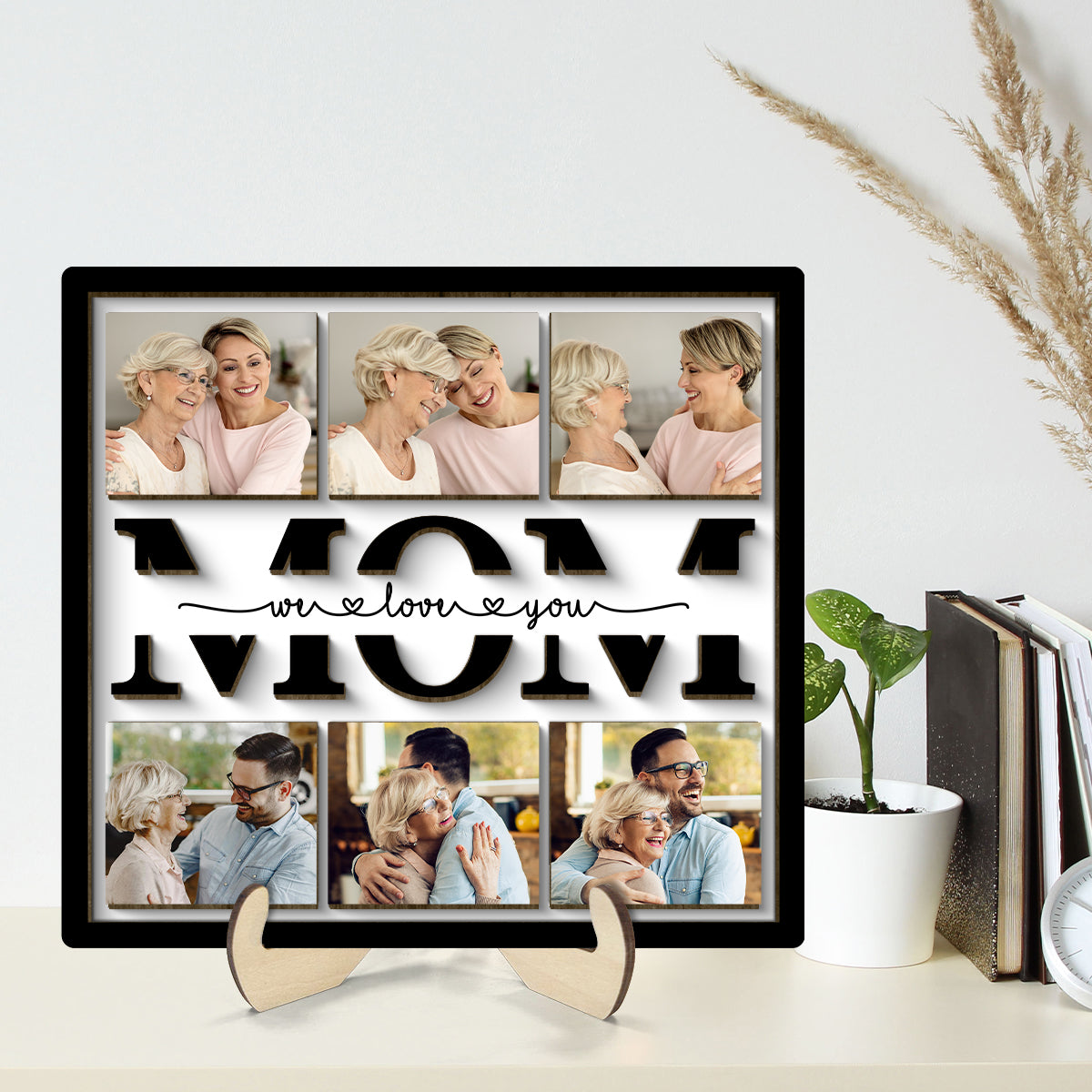 Photo Mom Grandma Cut Through Personalized 2-layer Wooden Plaque
