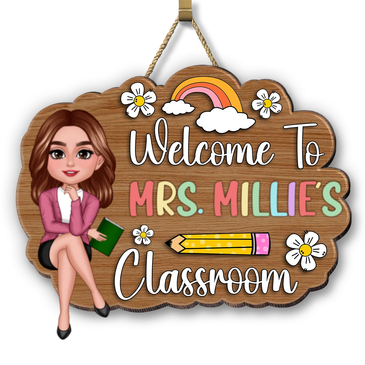 Personalized 3D Effect Teacher Door Sign, Welcome to Teacher's Classroom, Back to School Gift, Classroom Decoration