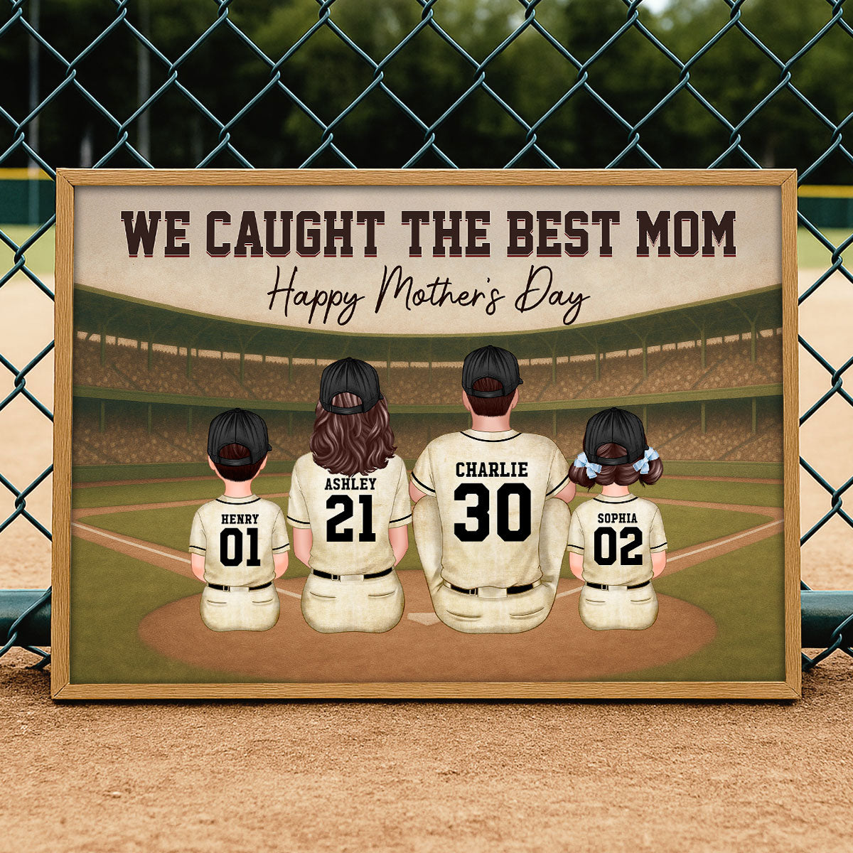Retro Vintage We Caught The Best Baseball Mom - Personalized Poster - Mother's Day Gift For Baseball Mom, Wife