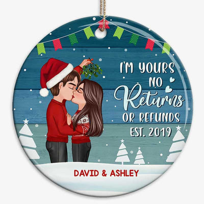 Blue Palette Doll Couple Kissing Personalized Circle Ornament