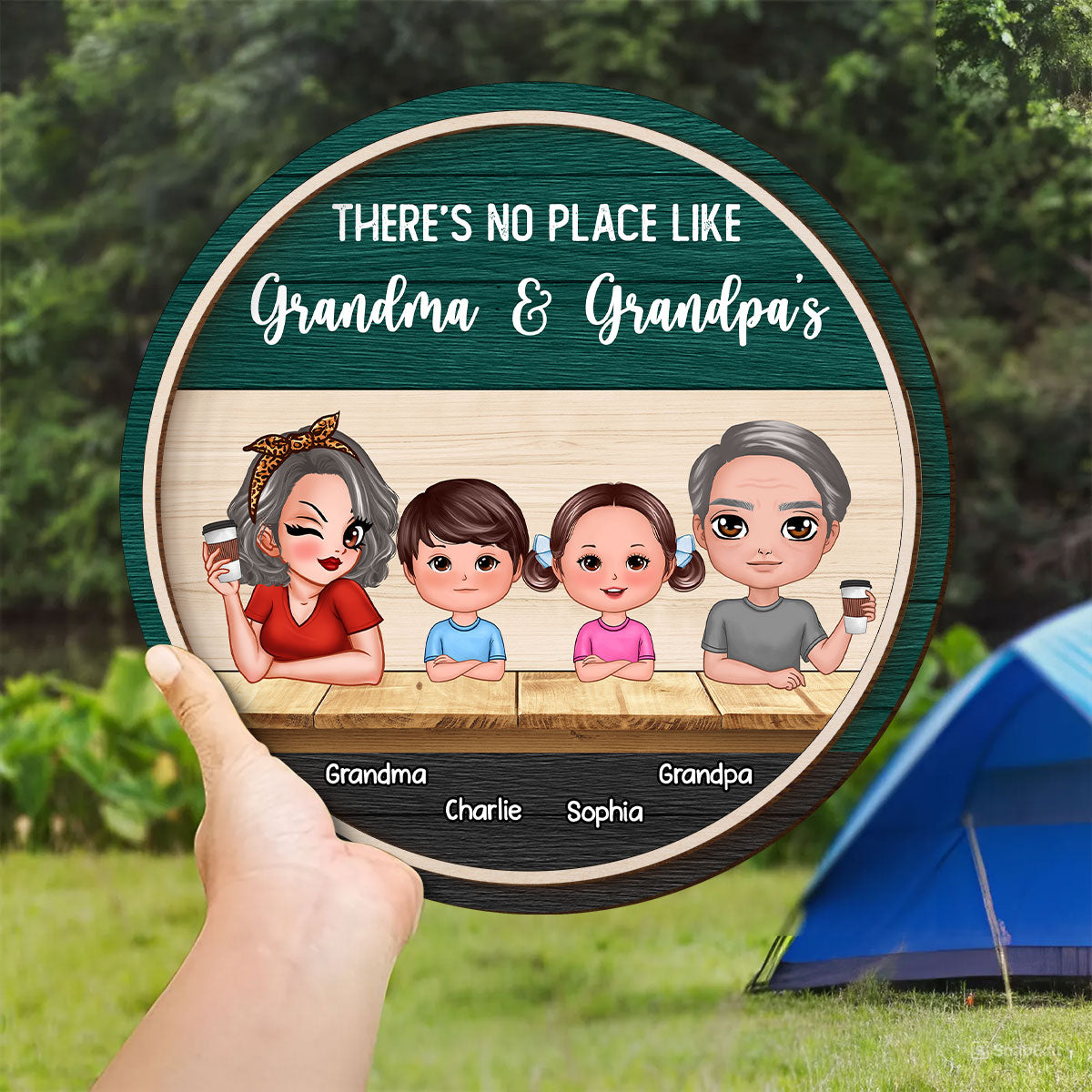 No Place Like Grandma Grandpa's House, Personalized 2 Layer Wooden Door Sign, Home Decor