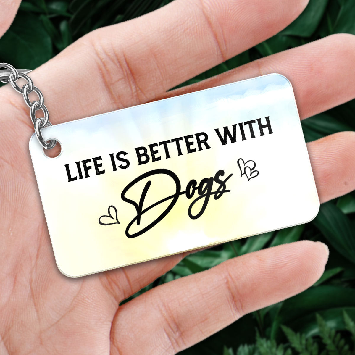 Life Is Better With Dogs Dog Mom Sunflower Field Personalized Acrylic Keychain
