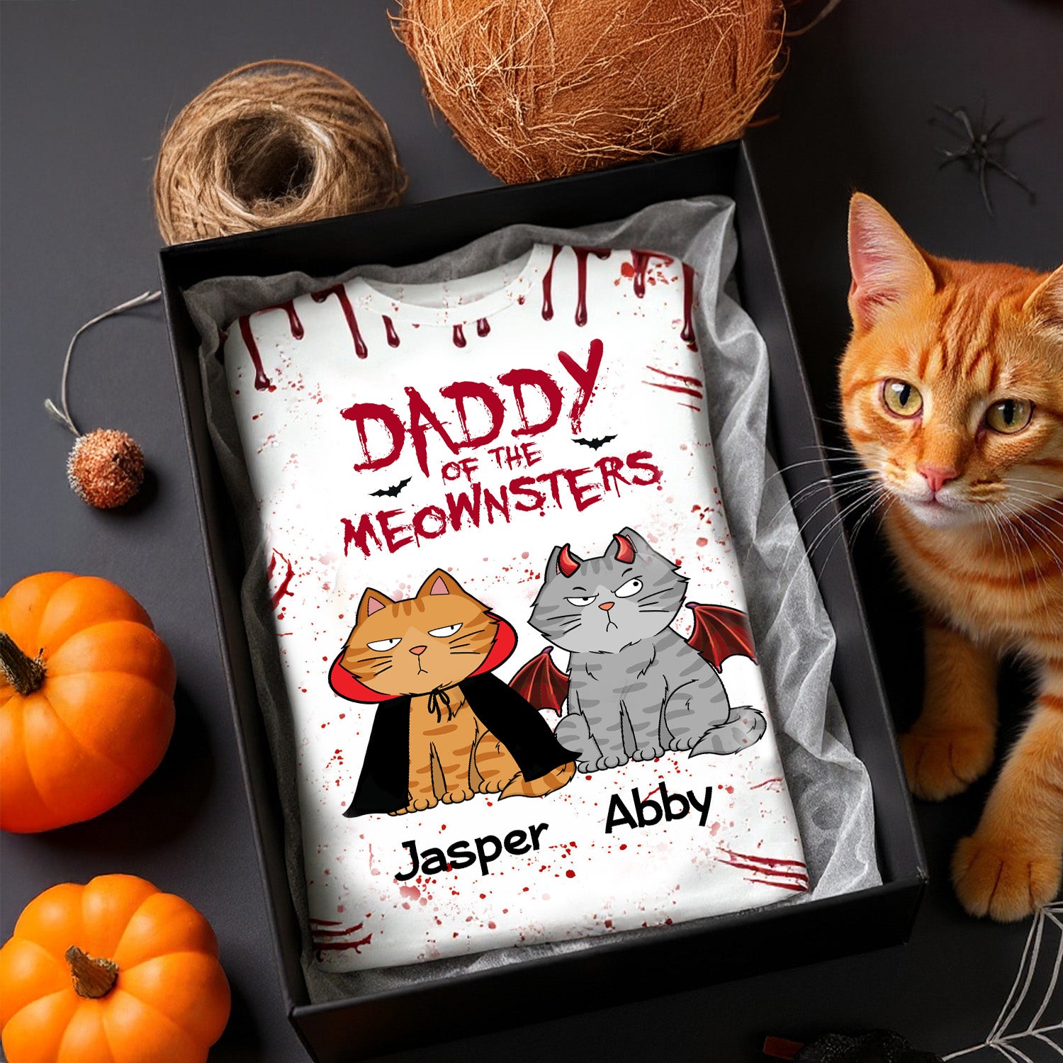 Spooky Halloween Daddy Mommy Of The Monsters Cats Personalized Shirt, Unique Halloween Costume For Cat Lovers, Cat Dad, Cat Mom