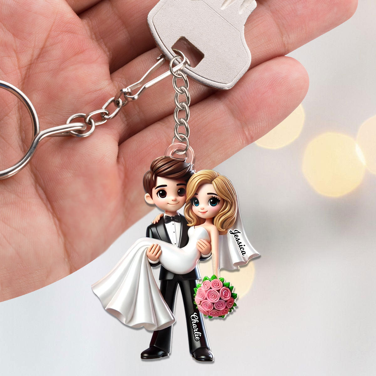 Personalized Mr Mrs First Christmas Married Couple Personalized Acrylic Keychain, Gift for him, Gift for her