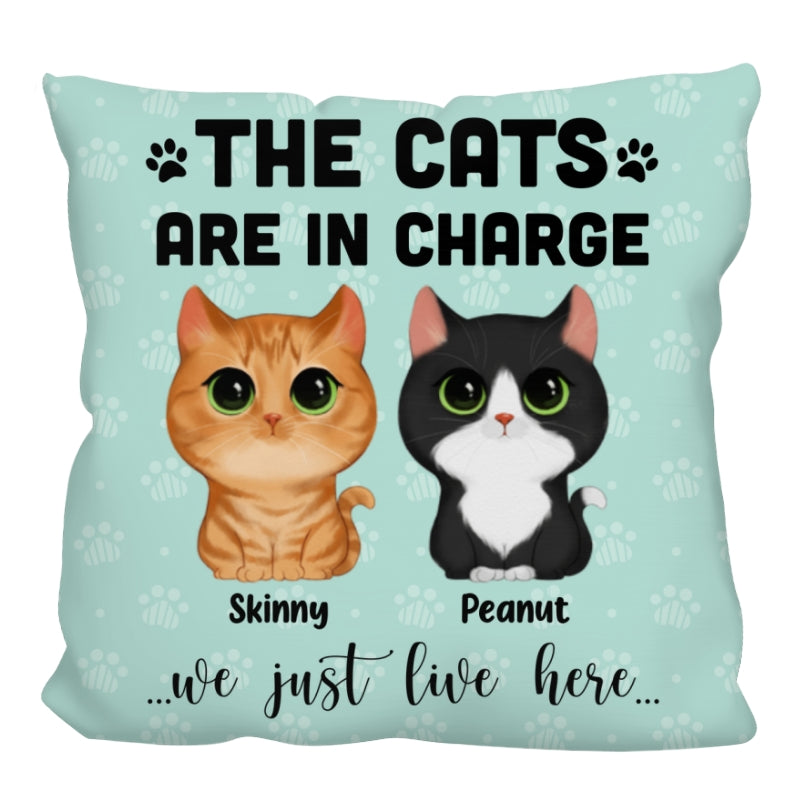 The Cats Are In Charge Watercolor Cute Cats Gift For Cat Lovers Personalized Pillow