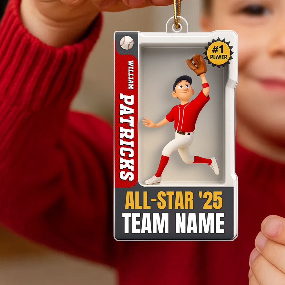 Baseball Player 3D Effect Action Figure - Personalized Acrylic Ornament - Christmas Gift for Son, Grandson