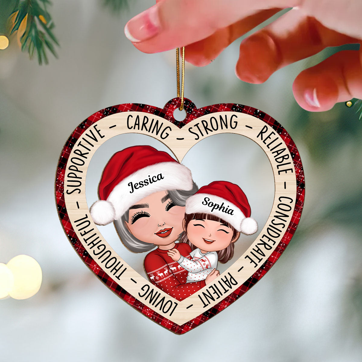 Grandma Holding Grandkid Personalized Wooden Ornament