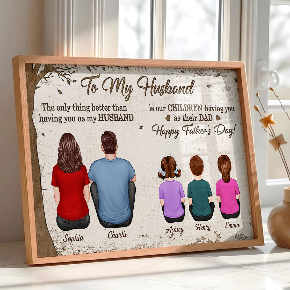 The Only Thing Having You As My Husband Back View Family Under Tree Personalized Poster