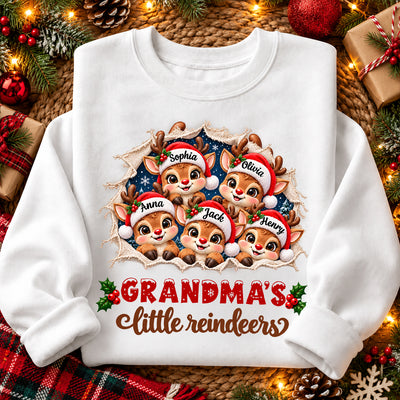 Grandma's Little Reindeers - Personalized Sweatshirt - Heartfelt Christmas Gift for Grandma