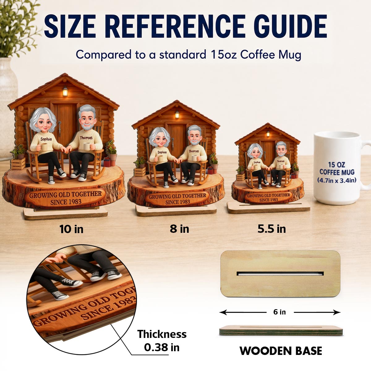 Eternal Love Couple Forever Together Wooden Cabin - Personalized 2-Layer Wooden Plaque - Gift For Couple, Gift For Him, For Her