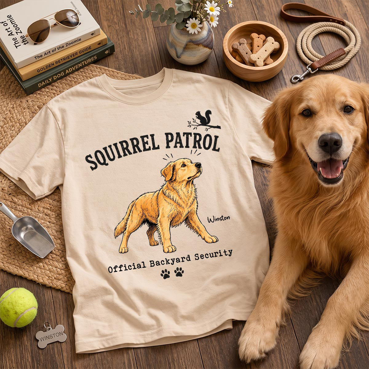 Squirrel Patrol Official Backyard Security Custom Dog Photo - Personalized Shirt - Funny Gift For Dog Lover