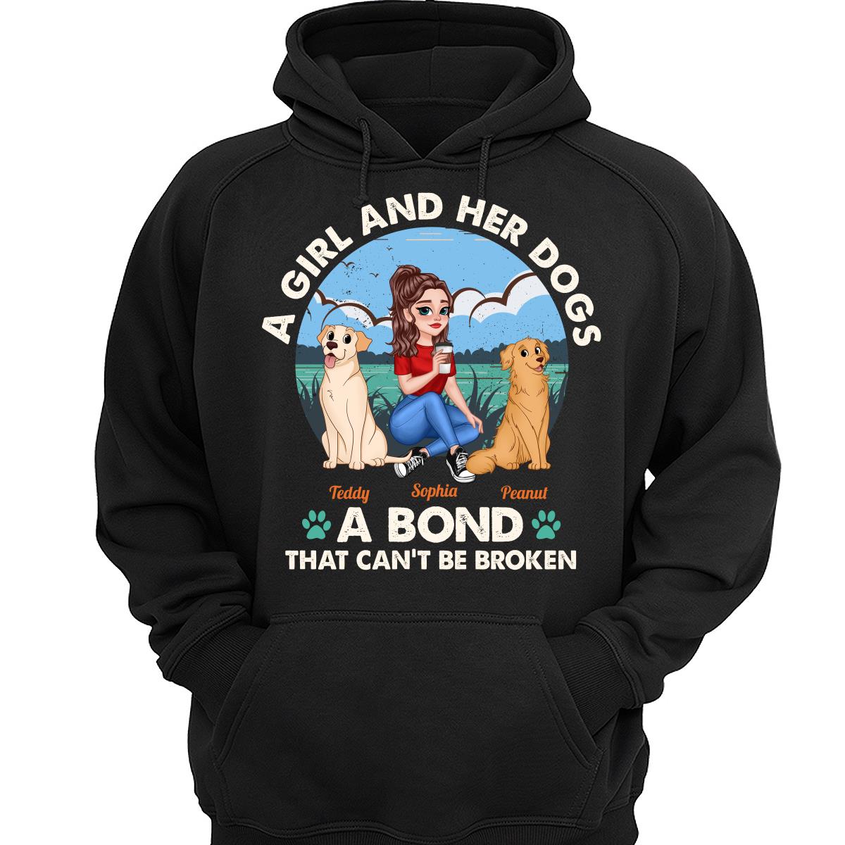 Bond Can‘t Be Broken Pretty Cartoon Woman & Cute Sitting Dog Personalized Shirt
