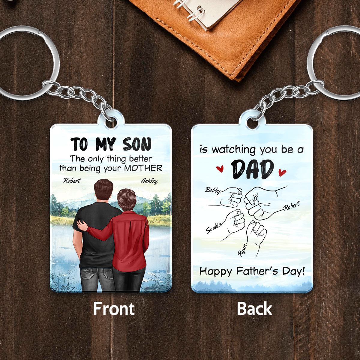 From Mom To Son Watching You Be A Dad Personalized Acrylic Keychain, Gift For Son