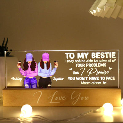 To My Bestie Gift For Best Friends Personalized Acrylic Block LED Night Light