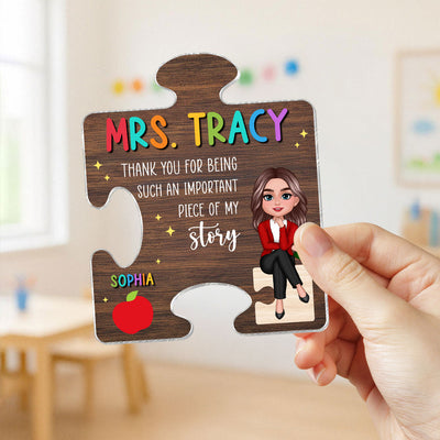 Teacher Thank You For Being Important Piece Of My Story Personalized Acrylic Magnet