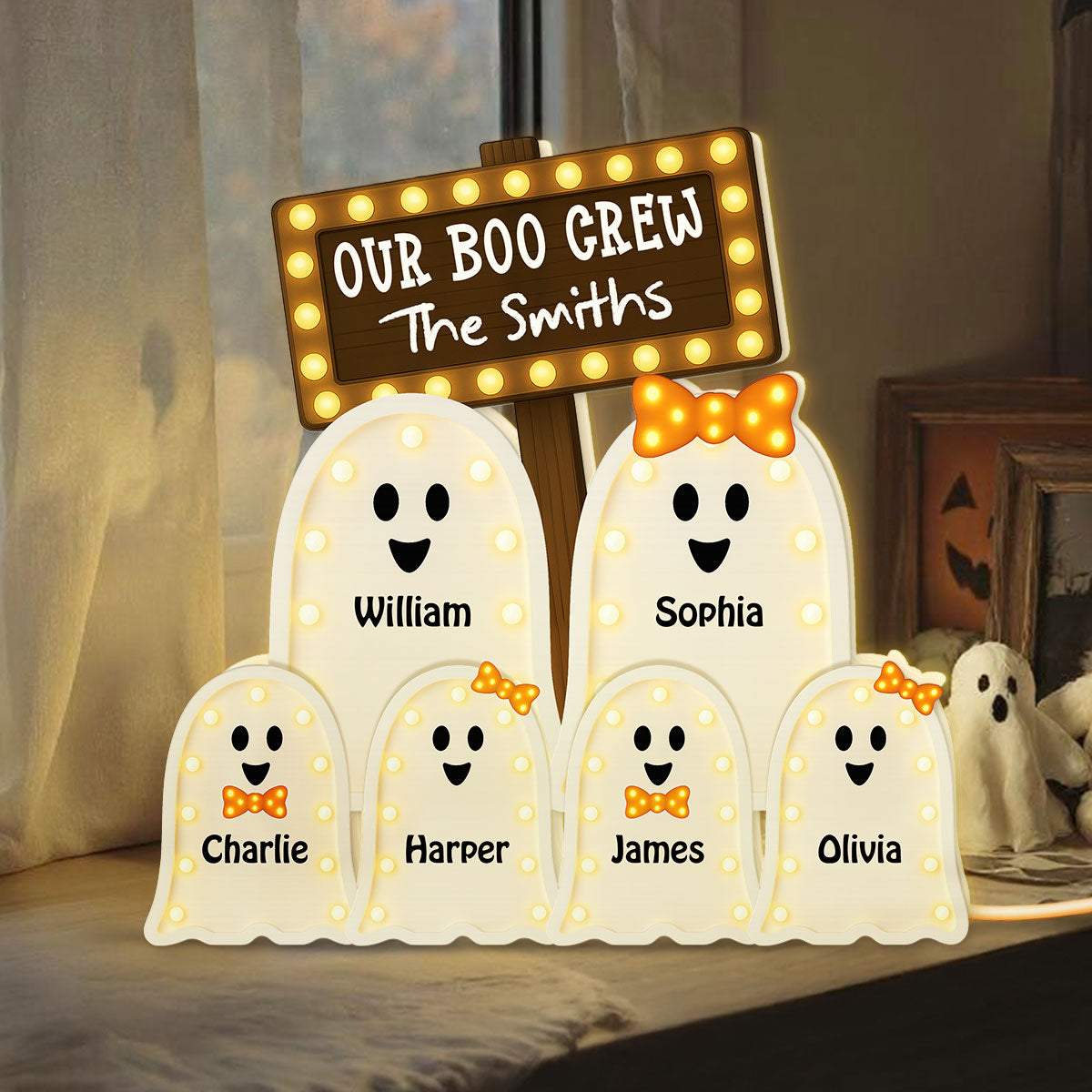 Halloween Boo Family Marquee Pattern Texture Personalized Light Box, Halloween Home Decoration