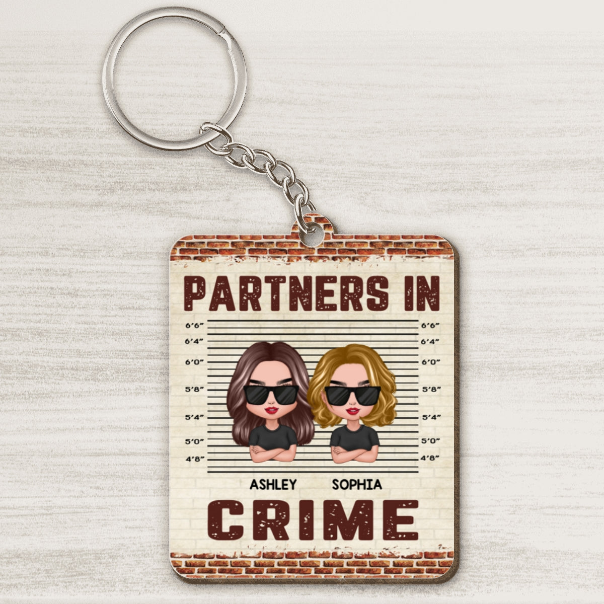 Doll Friends Besties Sisters Brothers Siblings Partners In Crime Personalized Wooden Keychain