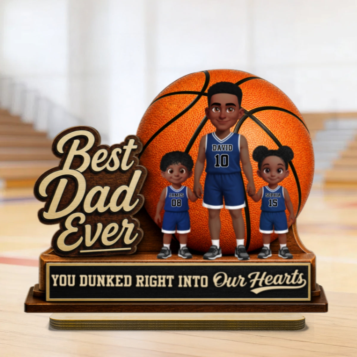 You Dunked Right Into Our Heart - Personalized 2-Layered Wooden Plaque - Father's Day Gift For Basketball Dad