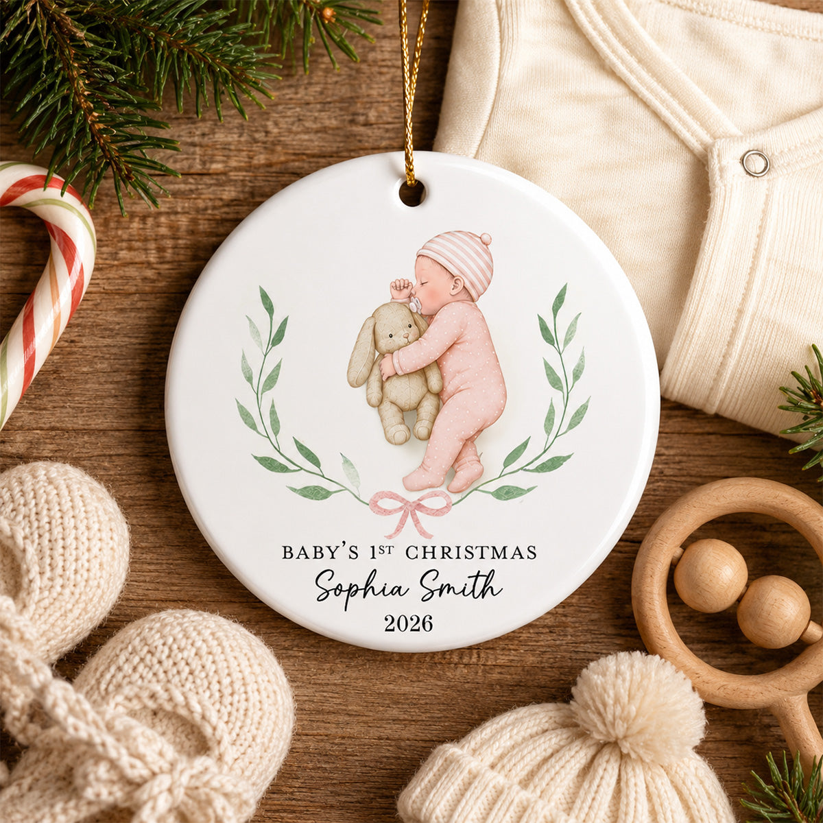 Baby’s First Christmas Sleeping Baby – Personalized Ceramic Ornament