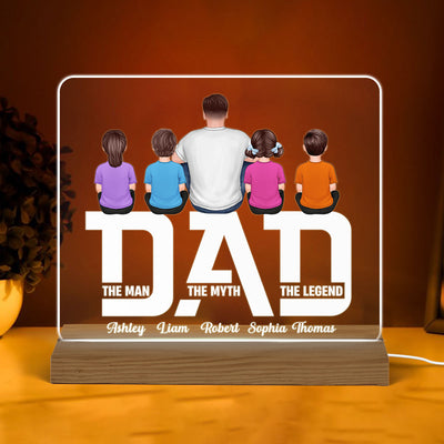 Dad The Legend Cut Through Personalized Custom Shape Warm LED Night Light