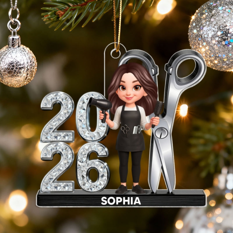 Hairdresser Man Woman - Personalized Acrylic Ornament - Christmas Gift For Hairdressers